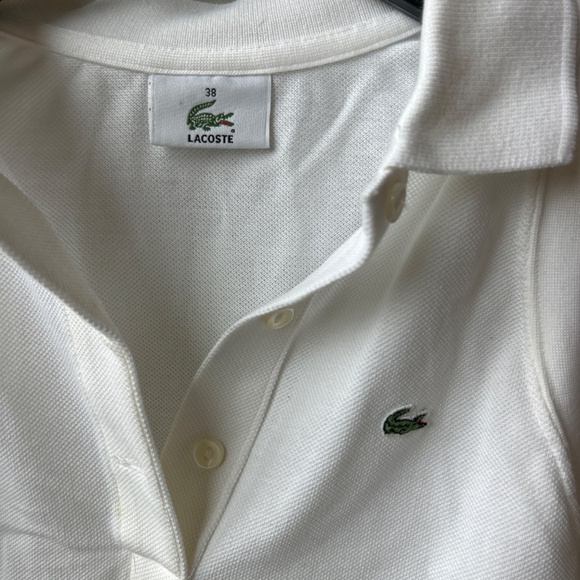 Lacoste Sleeveless White Polo Top – Size 38 (Small) - Picture 2 of 2